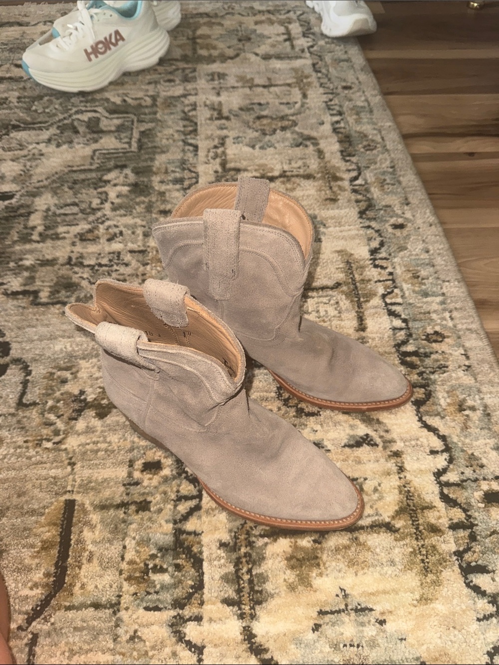 Tecovas Suede Ankle Boots in Taupe